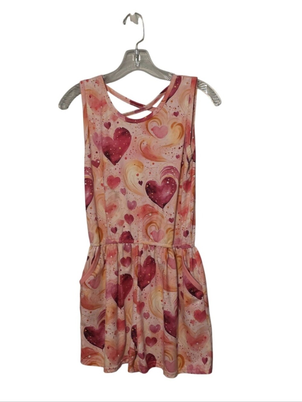 Girls Little Dress Shoppe Pink Heart Romper Size 16